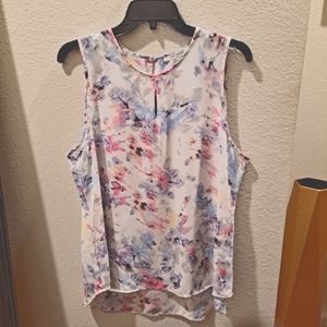 Women Floral Print Sleeveless Asymmetric Top
